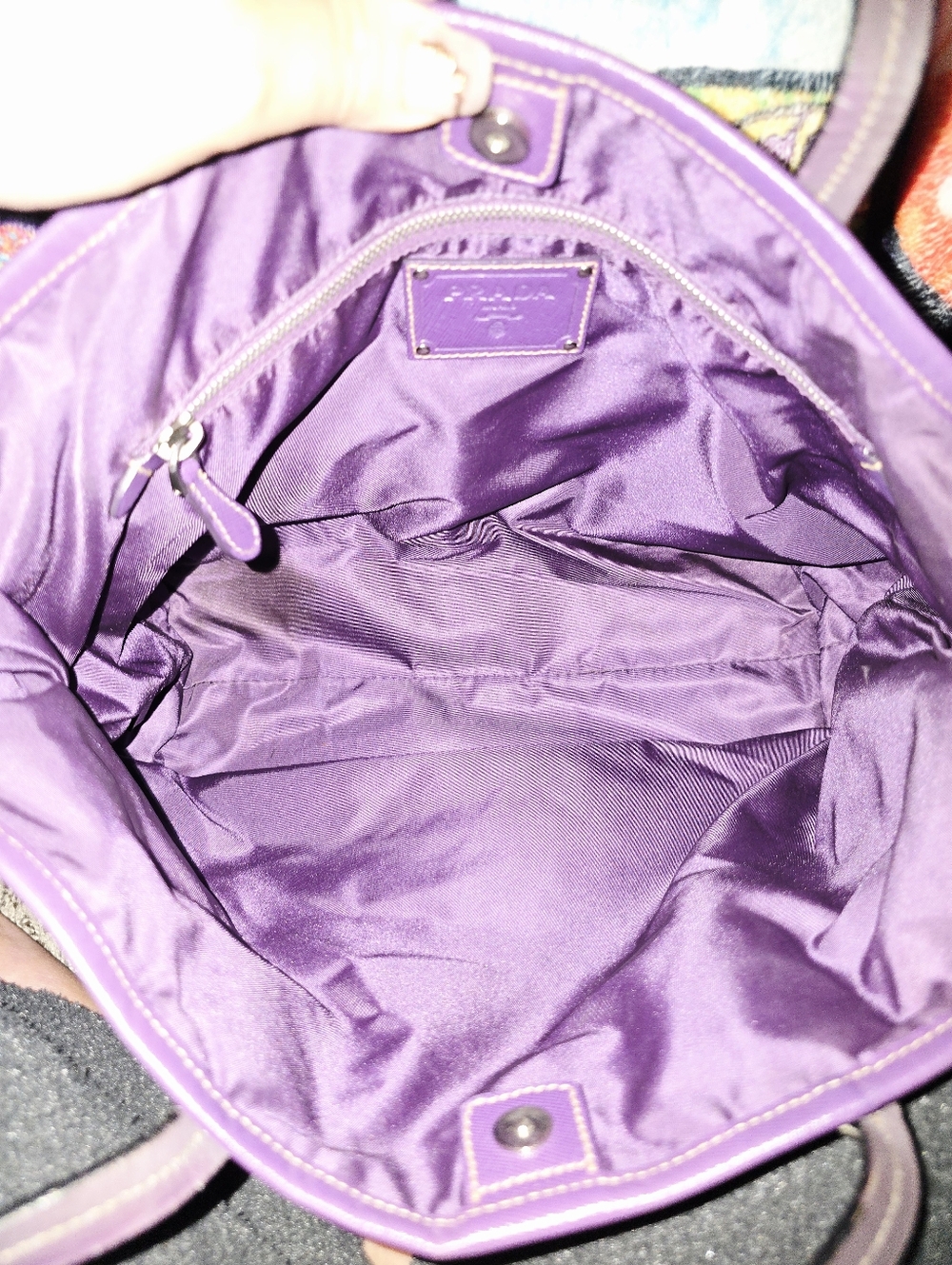Prada Tessuto Purple Nylon Tote Bag with Logo - Picture 8 of 12